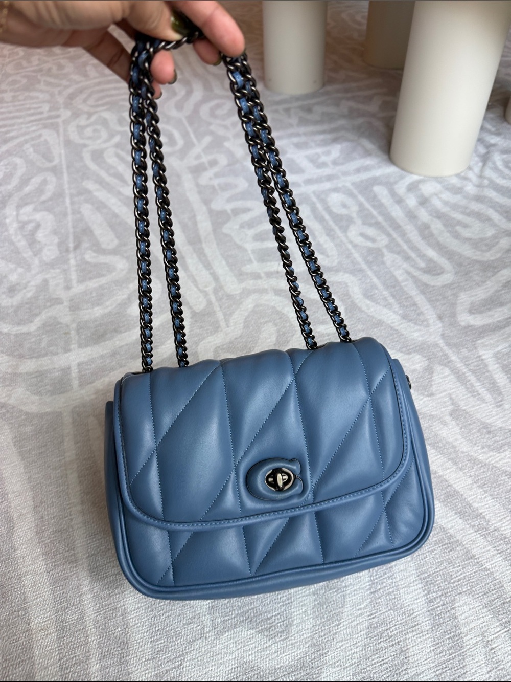 Coach Quilted Madison Shoulder Bag in Chambray Blue Denim